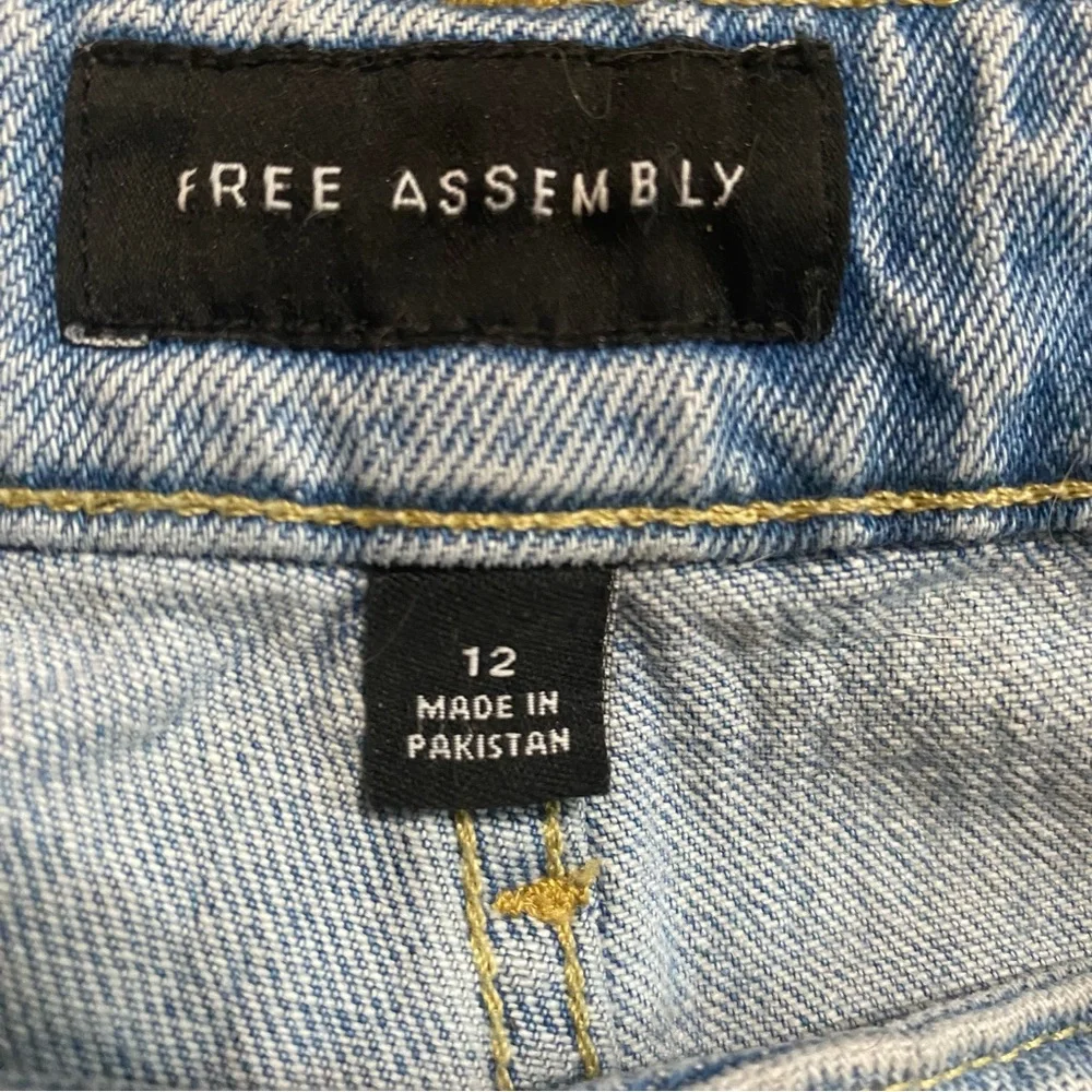 Blue Relaxed Fit Jeans with Distressed Details Super High Crop Wide Straight 12